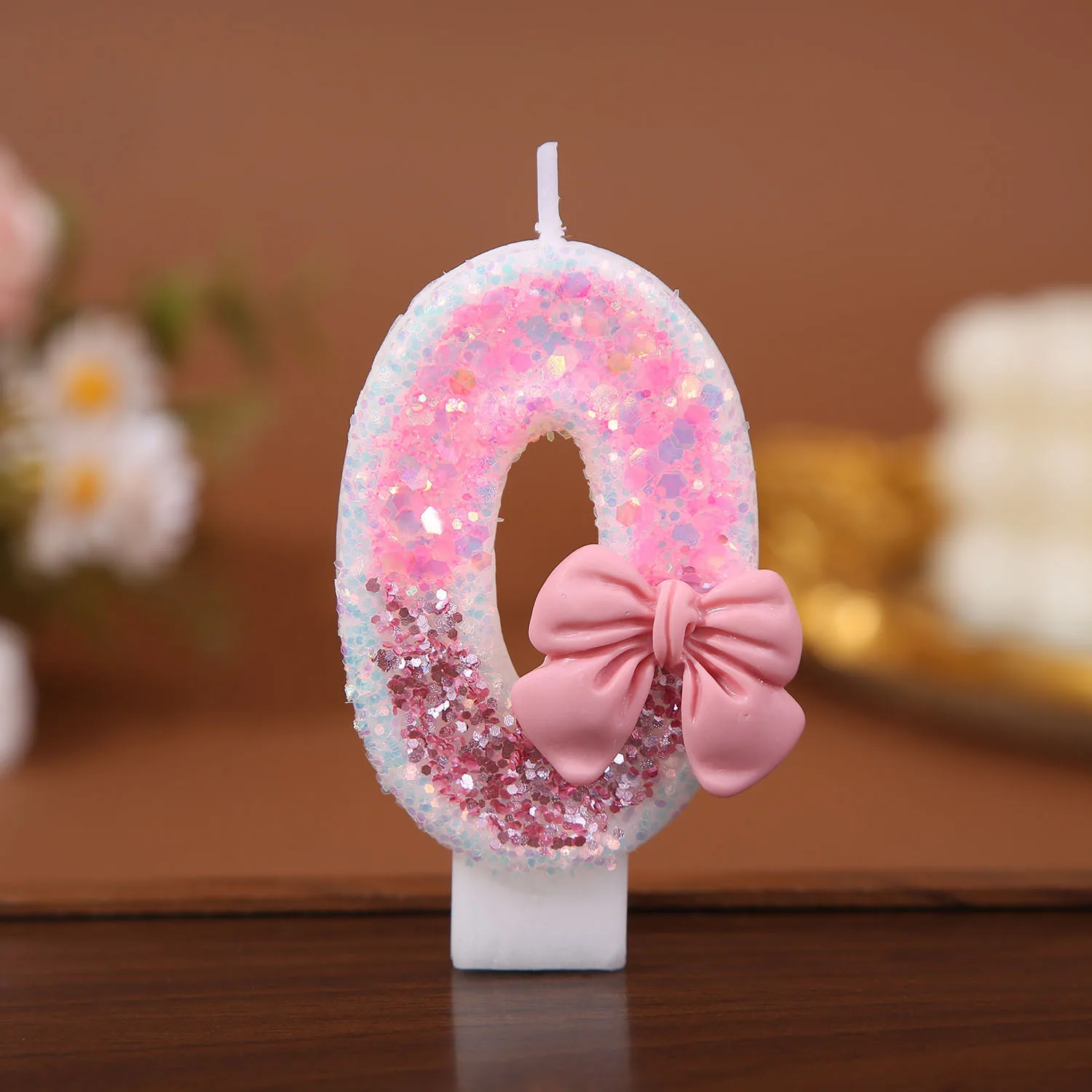 Fuchsia Glitter Digital Birthday Candles - Pink Bow Decorated Candles, Party Gifts, Birthday and Anniversary Candles