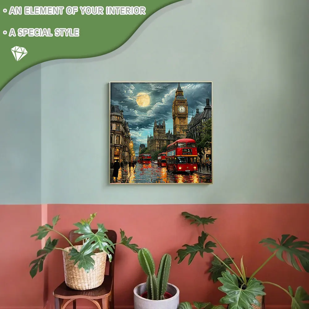 Huacan New Arrivals 2026 5D DIY Diamond Painting The Big Ben In London At Night Diamond Embroidery Landscape Gift view 3