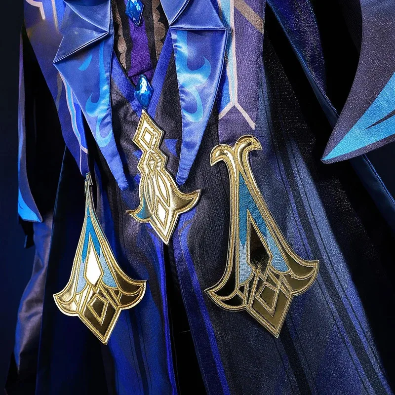 متوفر Xs-2xl نيوفيليت أزياء تنكرية شعر مستعار أنيمي لعبة Genshin Impact فونتين القاضي العليا كوسبلاي حفلة الهالوين للرجال