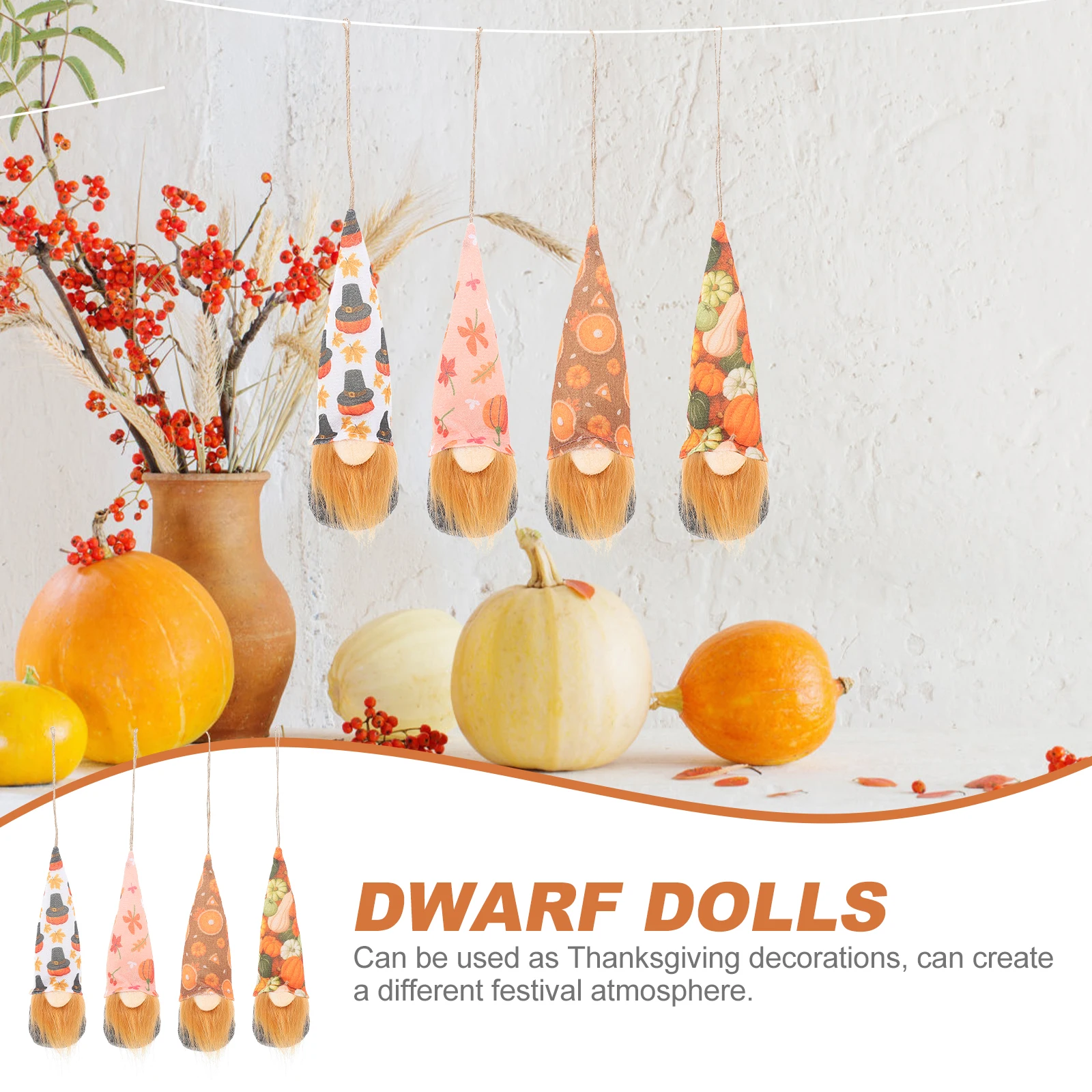 

4 Pcs Pumpkin Maple Leaf Decoration Decorations Small Fall Desktop Harvest Autumn Ornaments Non-woven Fabric Thanksgiving
