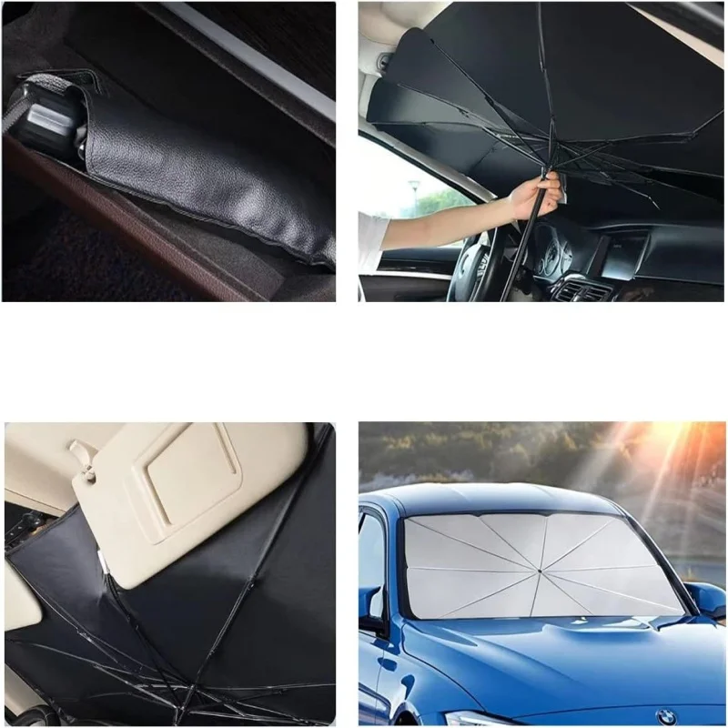 

Car Front Window Sunshade Foldable Umbrella, Windscreen Sun Shade Blocks UV Ray 145cm x 79cm Large