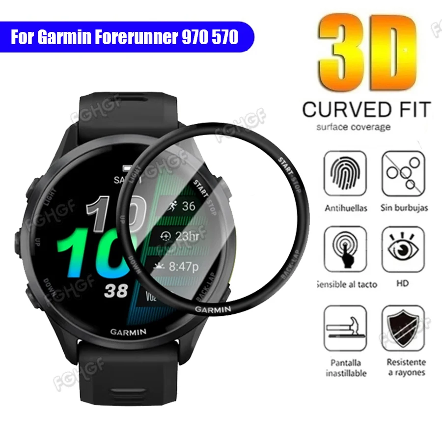 Anti-scratch Screen Protector For Garmin Forerunner 970 570 47mm 42mm Smart Watch Full Cover Protective Film Accessory Not Glass image 3