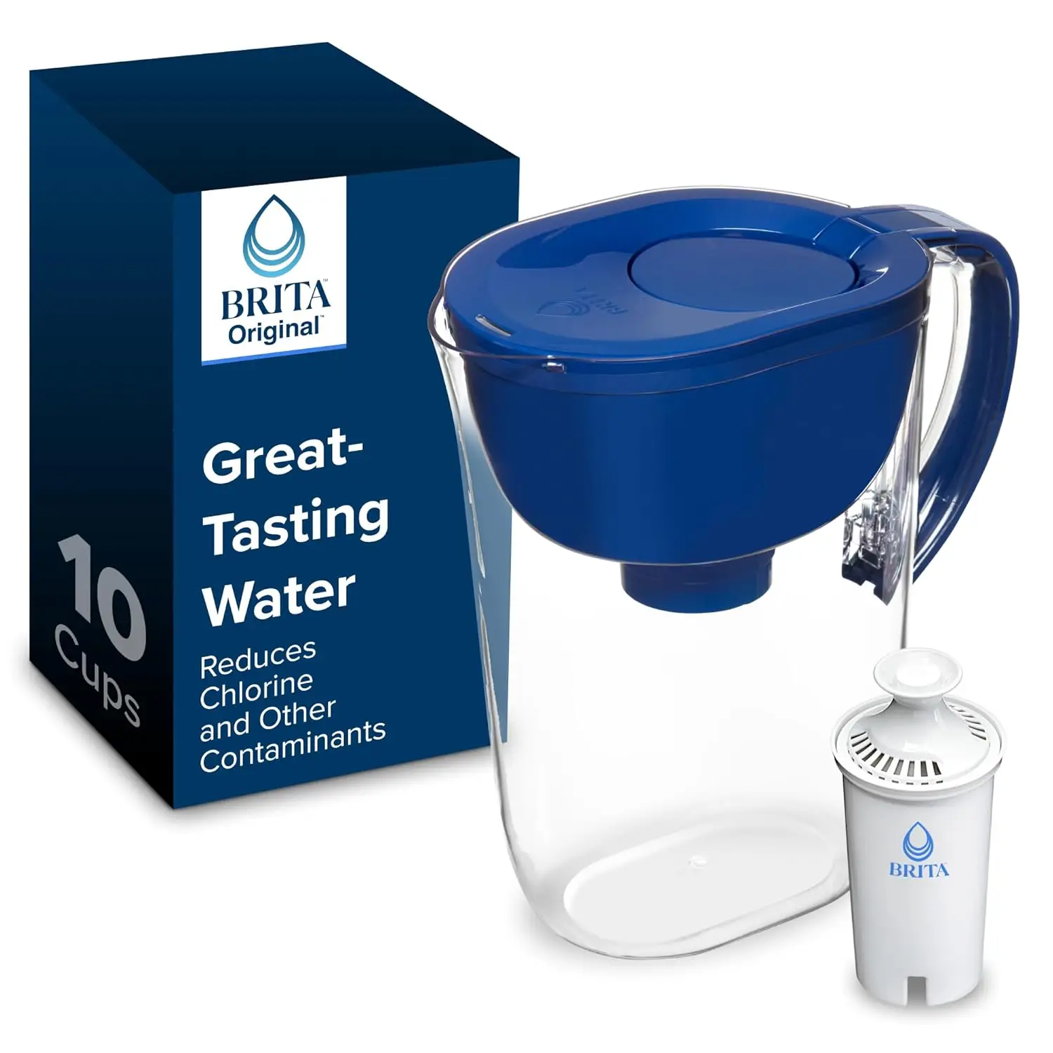 

Large Water Filter Pitcher for Tap and Drinking Water with SmartLight Change Indicator, Includes 1 Standard Filter, BPA-Free
