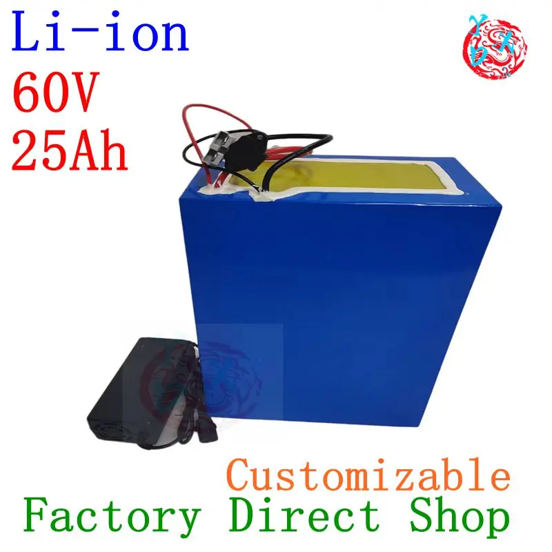 free customize 60V 25Ah Lithium ion Battery 60v li ion BMS for 1800w citycoco scooter bike Replacement lead acid +3A charger