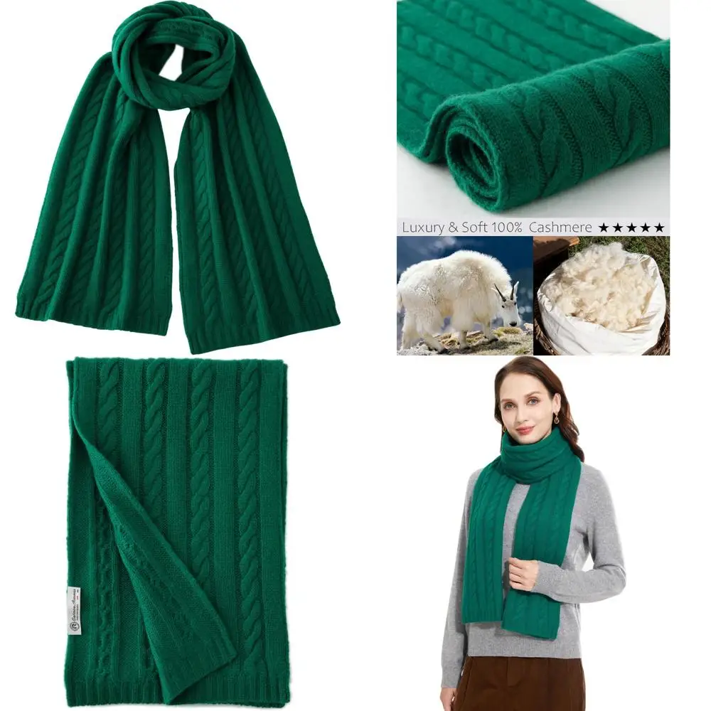 وشاح نسائي فاخر خفيف الوزن مصنوع من الكشمير بنسبة 100% مع نمط غرزة كابل وصندوق هدايا للدفء الناعم