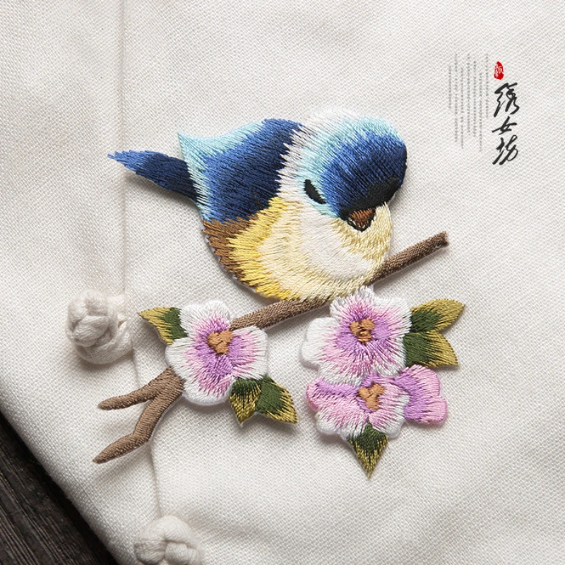 رائجة البيع مجموعة رقعة التطريز النابضة بالحياة والزهور - العصافير والببغاوات وتصاميم الأزهار لملابس DIY هدايا الحفلات