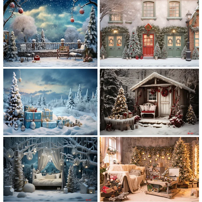 

SHUOZHIKE Christmas Day Fireplace Photography Backdrops Prop Window Living Room Interior Storefront Door Background DR-14