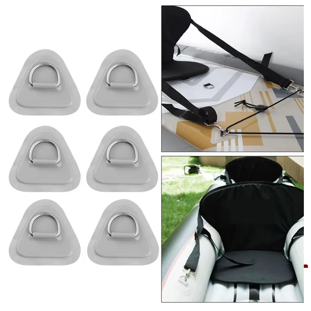 6PCS Stainless Steel D-ring Patch Heavy Duty SUP Bungee Deck Rigging Kit with 2.5m Elastic Rope for PVC Inflatable Boat Kayak Ca