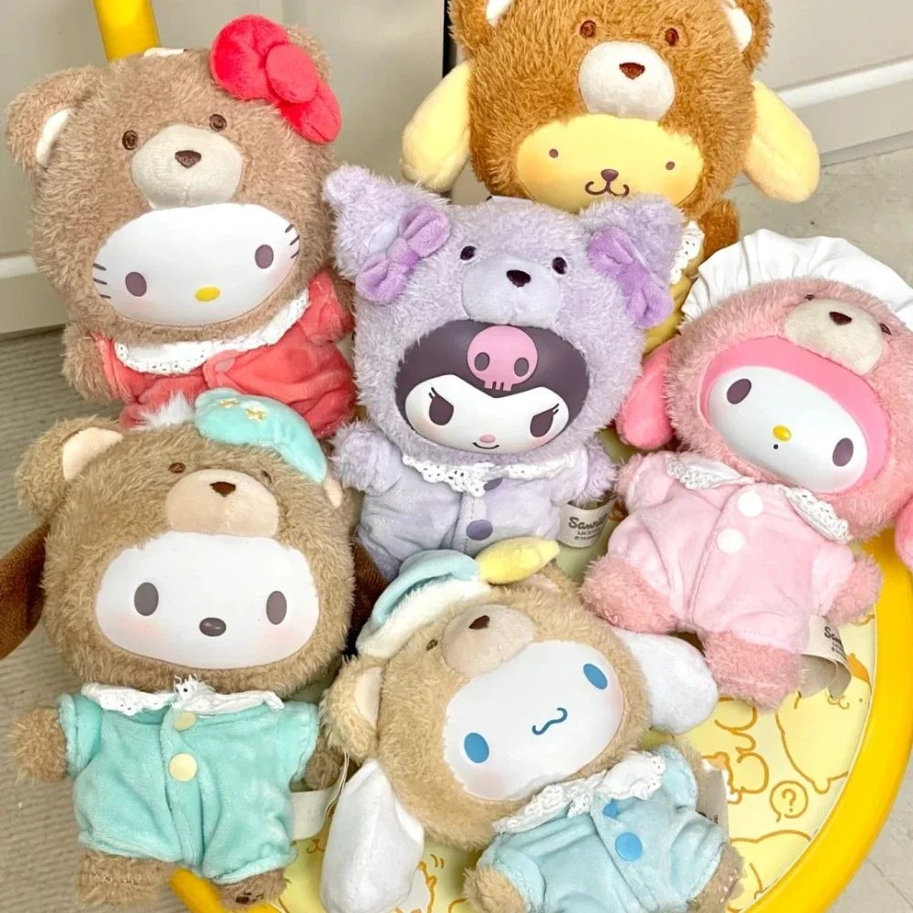 Sanrio personagem latte bebê caixa cega vinil anime figura brinquedos pingente cinnamoroll kuromi caixa misteriosa melodia boneca presentes surpresa