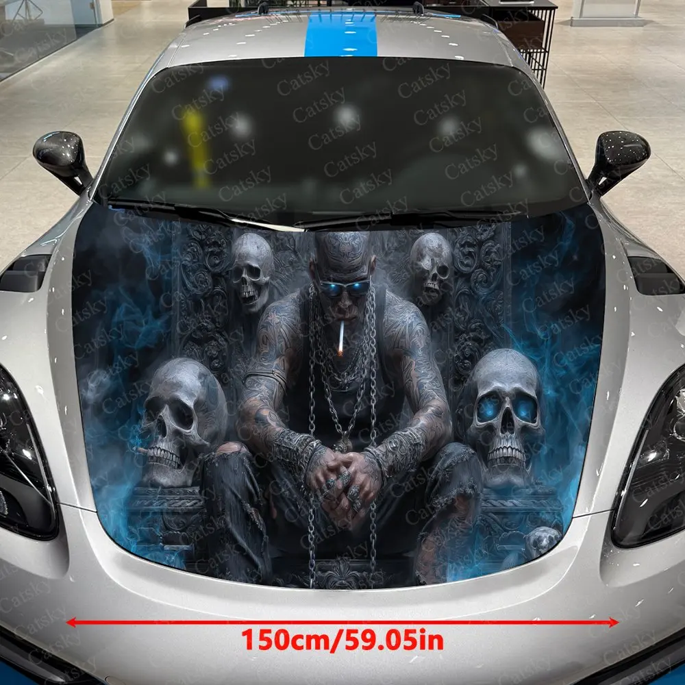 Dominant Tattooed Figure Pattern car hood stickers, waterproof self-adhesive, scratch resistant, easy to stick, durable car PVC
