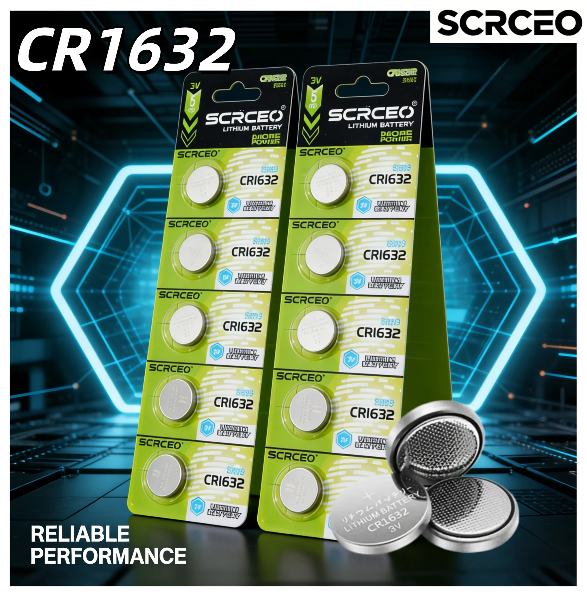 

2-100PCS CR1632 3V 120mAh Lithium Button Battery, Also DL1632/BR1632, for Watch, Car Key, Toys