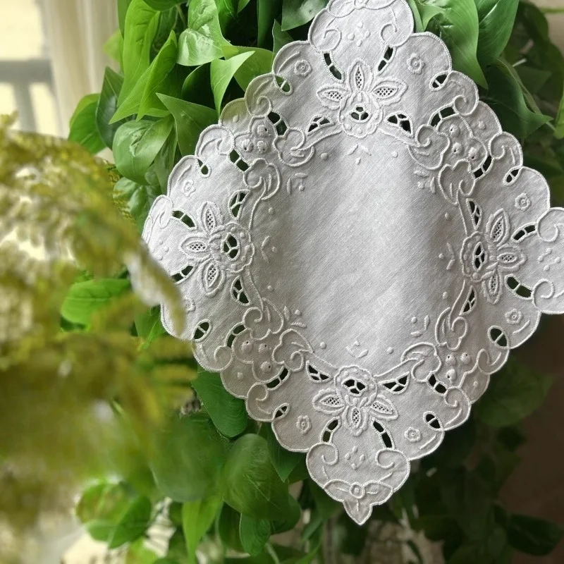 2PCS Handmade Three-dimensional Embroidered Empty Plate Pad Coaster Vase Pad Cover