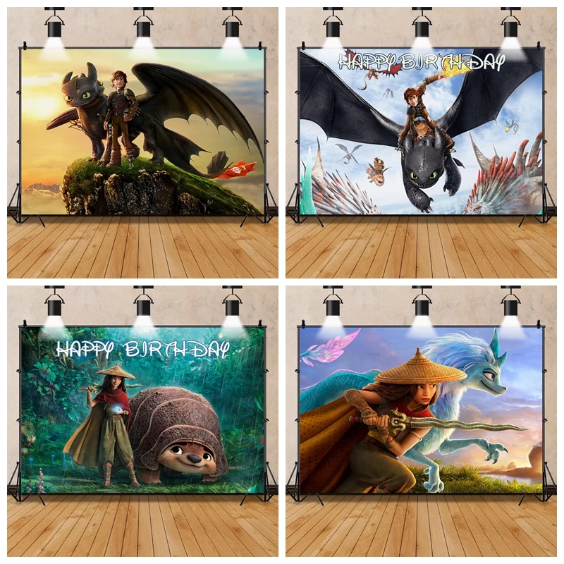 

How To-Train Your D-Dragones Birthday Party Backdrop Room Decoration Baby Shower Background Photography Studio Banner Props