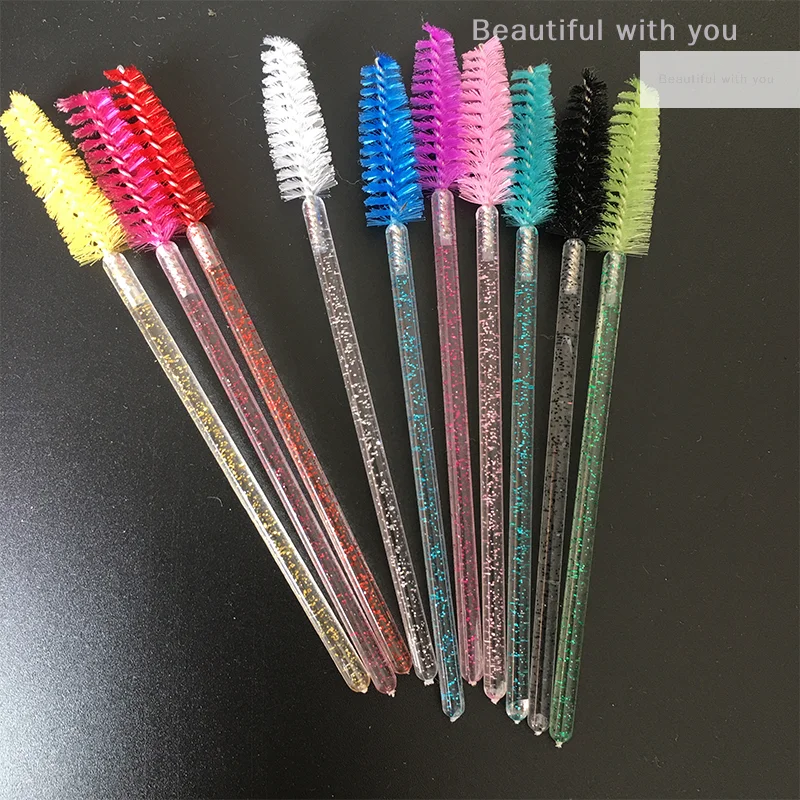 New style 50Pcs Disposable Crystal Eyelash Brush Eyelashes Lift Lifting Curler Eye Lash Extension Graft Brush Tool Accessories