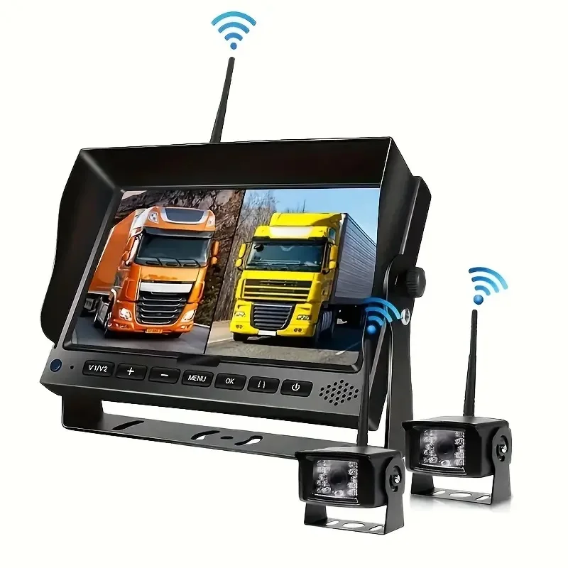 Car Reversing Assist Wireless Reversing Camera 7 Inch Monitor Wireless Backup Camera 720P Rear View Night Vision for Trucks