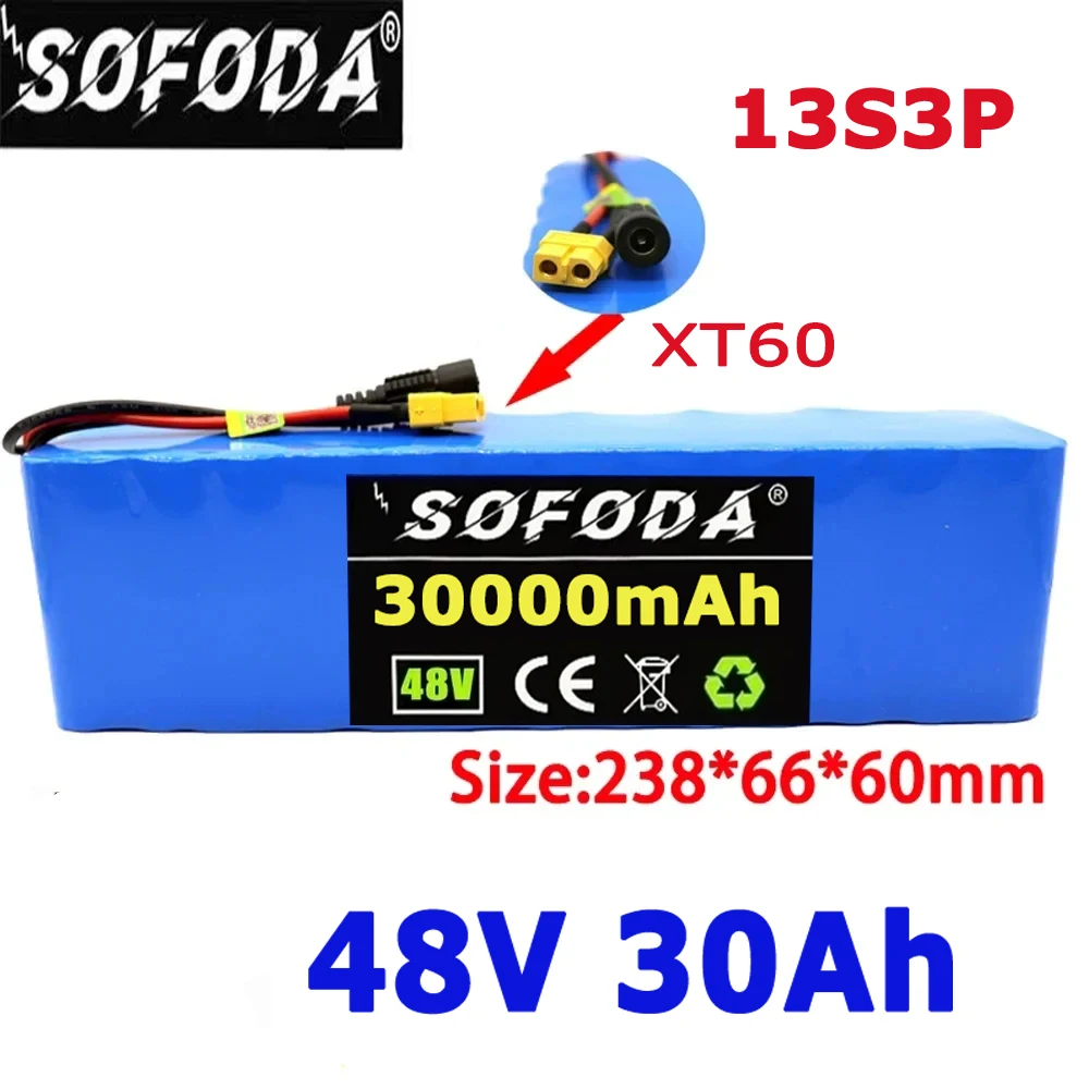 

13S3P 48V 30000mAh 30Ah Lithium-ion Battery Pack with 1000W BMS for 54.6V E-bike Electric Bicycle Scooter