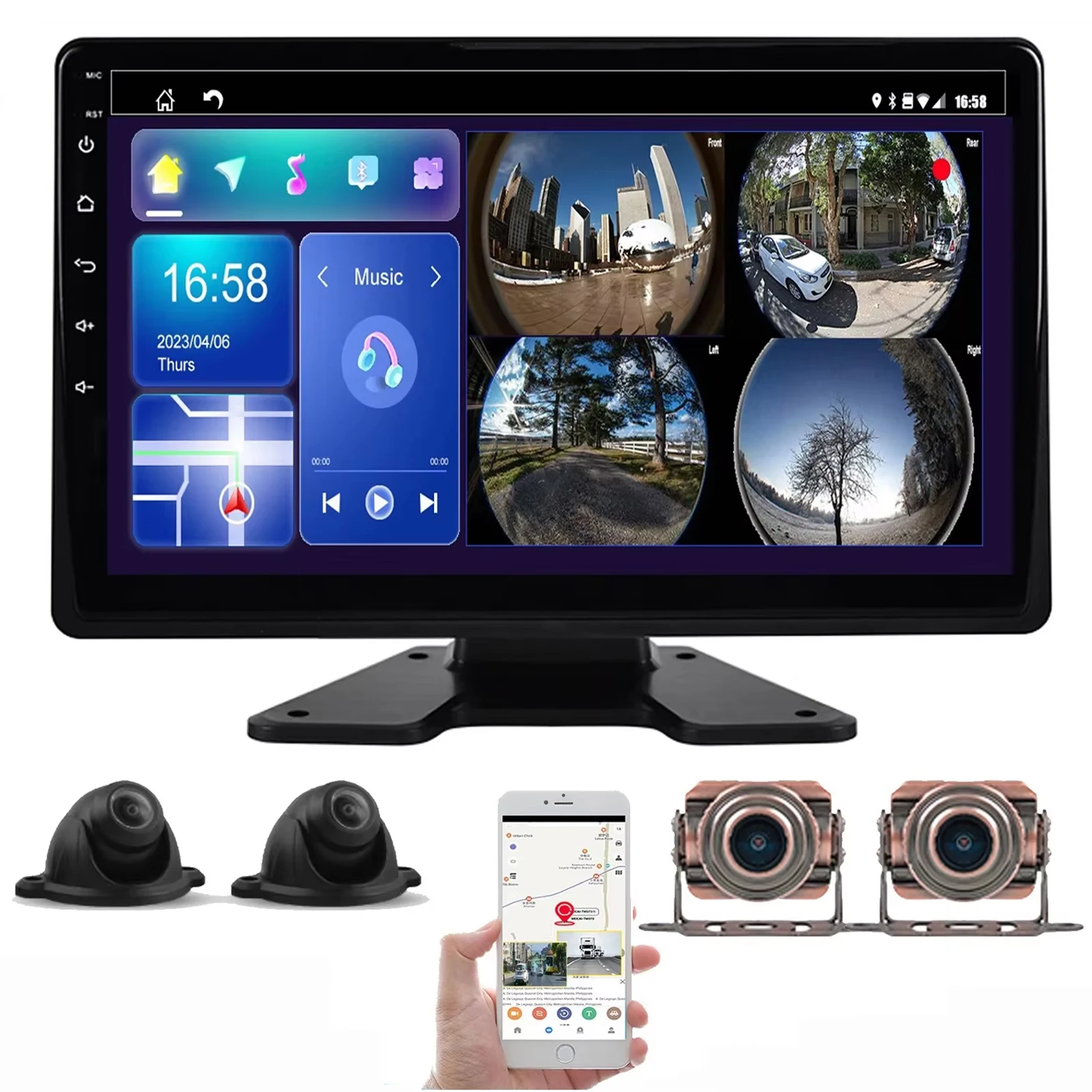 

Lastbus 10.1" Touch Screen Monitor DVR 360 Panorama 4G Android GPS Navi Bluetooth 4x Rear View Camera 12-32v For Caravan Truck