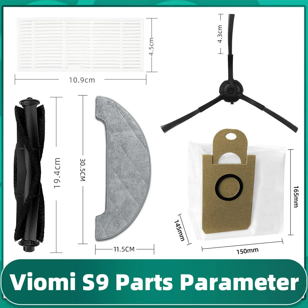 Wichtigsten Seite Pinsel Hepa-Filter Staub Tasche Mopp Tücher Rag für Viomi S9 Roboter-staubsauger Ersatz Teile Zubehör