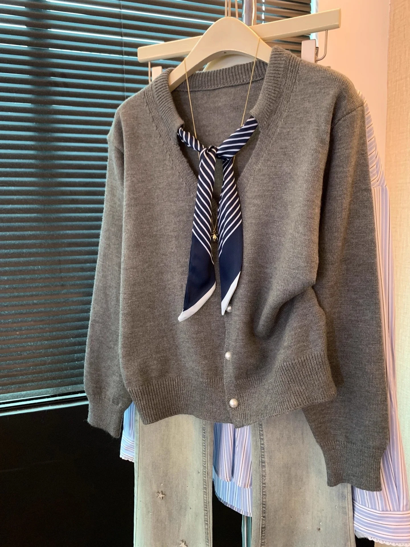 Gestreept gebreid lang Sve Base irt Luxury Sensation Casual Ele Autumn Season Faion Camere-vest voor dames