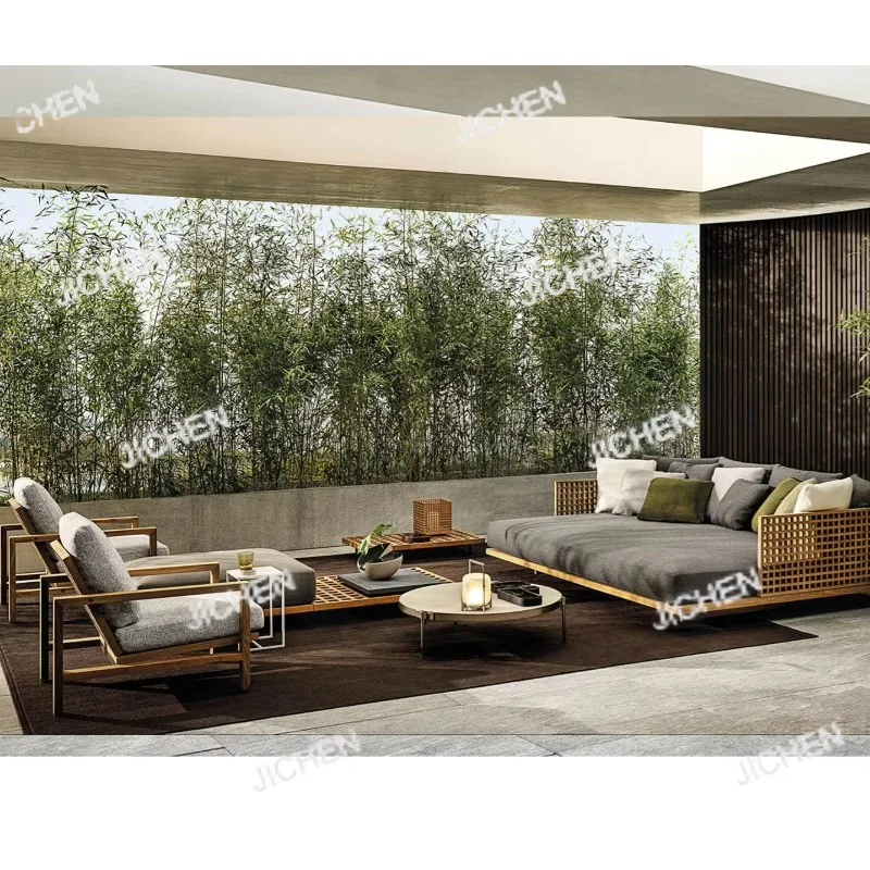 

European Royal Big Wood Sofa Rattan Home Set Luxury French Style