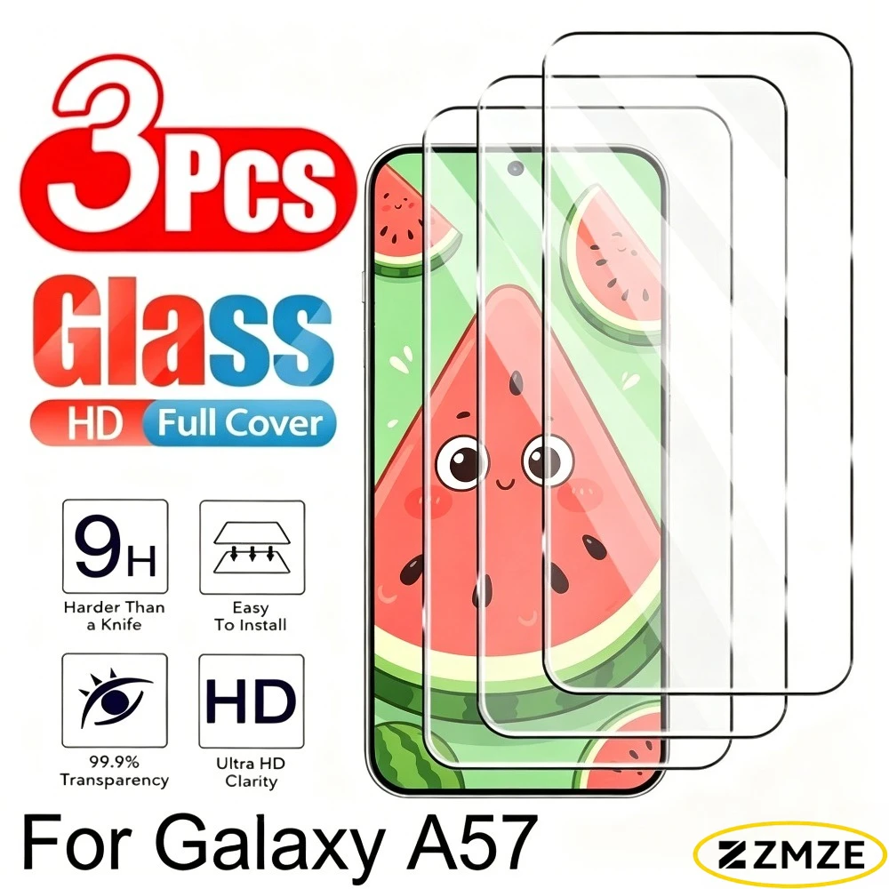 3Pcs Ultra Clear Tempered Glass for Galaxy A57 A56 A55 A37 A36 A35 A25 Screen Protector for Samsung A26 A24 A17 A16 A15 A07 A06