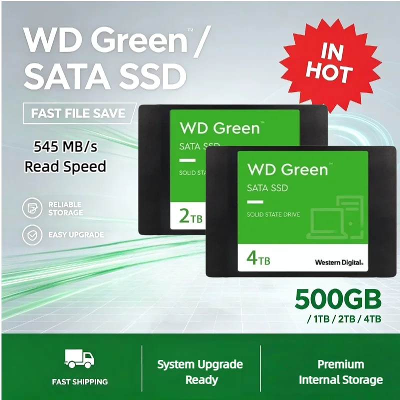 WD Western Digital SATA3 2.5" SSD 500GB 1TB 2TB 4TB Internal Solid State Hard Drive Suitable For Office Gaming Laptop Desktop