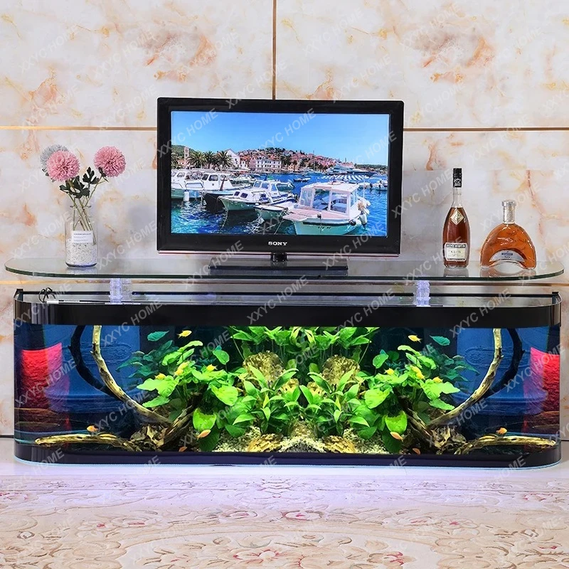 

C TV Cabinet Goldfish Tank Living Room Household Medium And Large Floor Double Round Wall Glass Aquarium