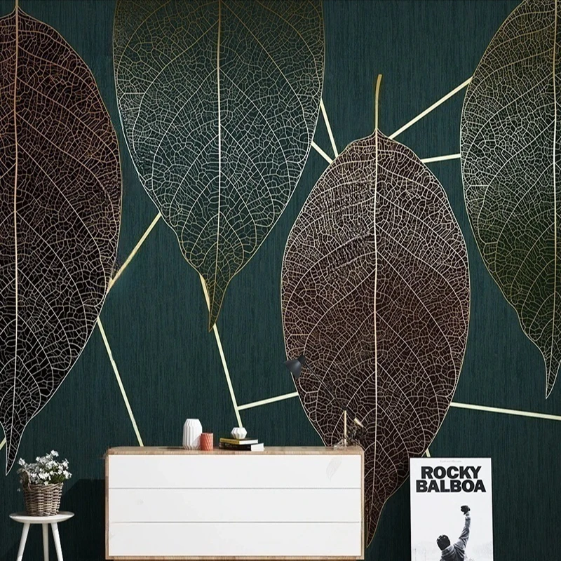 Personalizado mural nórdico moderno simples papel de parede abstrato planta folhas padrão geométrico decoração fundo para sala estar quarto 3d