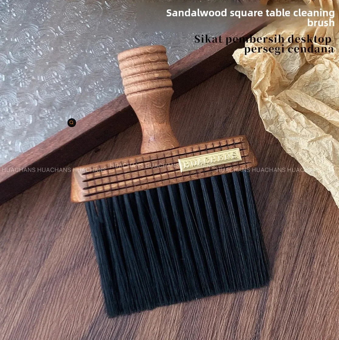 Sandalwood Nail Art Dust Brush, Square Desktop Soft Hair Cleaning Brush, Portable Nail Dust Removal Brush Beauty Tools