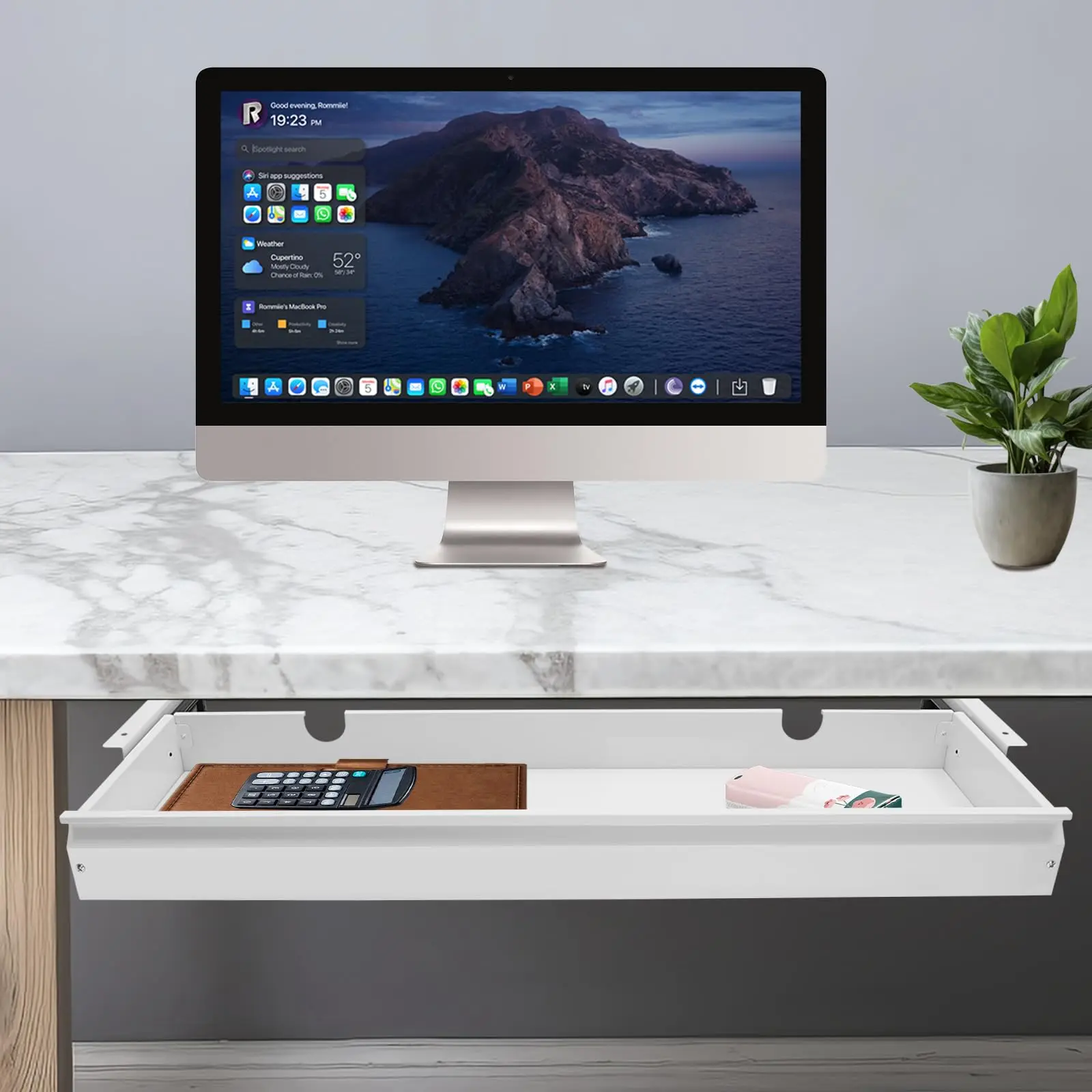 

33in under Desk Mounted Sliding Pull-Out Drawer Without Shell for Office Desk, Pull-Out Drawer Storage Organizer for Sit Stand W