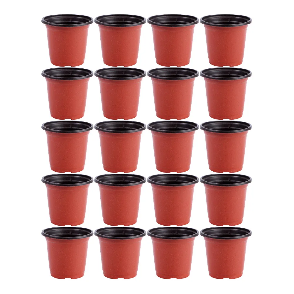 

20 Pcs Soft Plastic Flower Pot Red Black Garden Balcony for Succulents Hydroponics Lightweight Durable Practical Easy