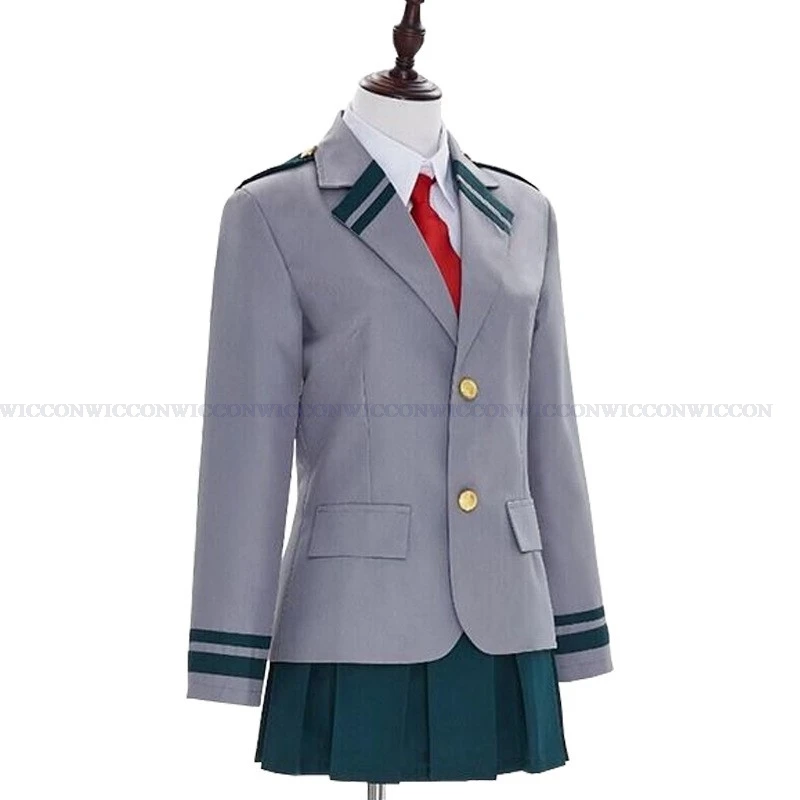 My Acamiade Anime Uraraka Ochaco Cosplay Costume Hero Set Uraraka Ochaco School Uniform Wig Suit Women  Halloween Role Play