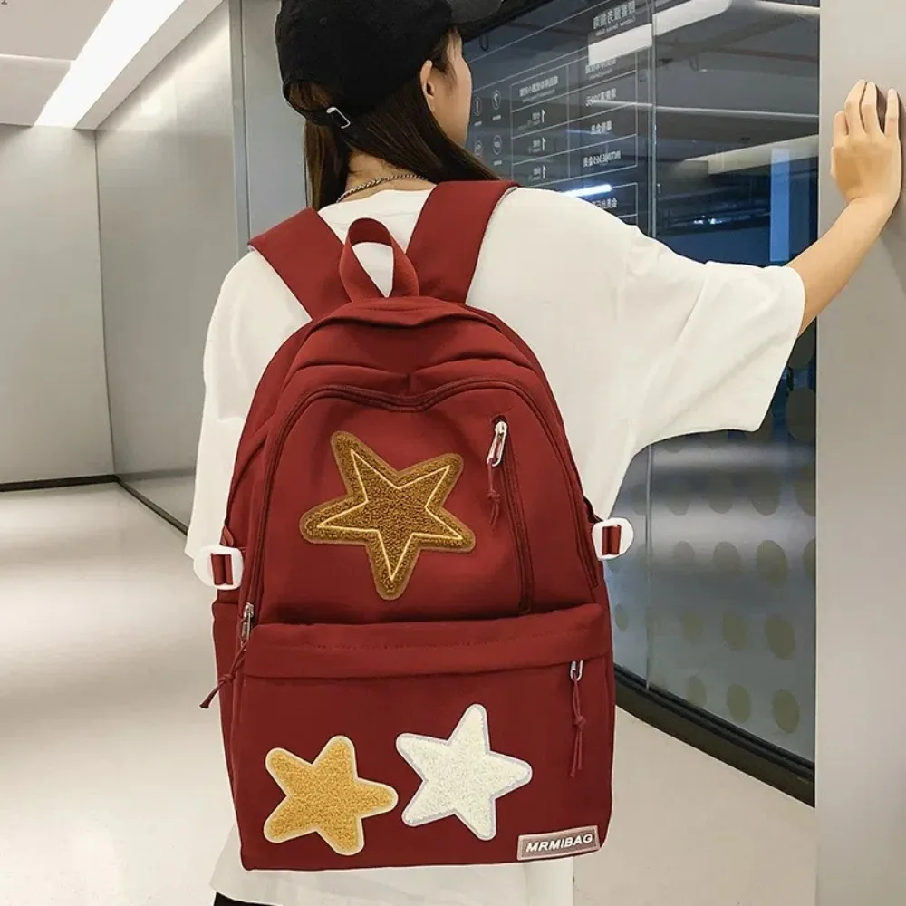 Fashion Large-capacity Students Backpacks Waterproof Wear Resistant Shoulders Backpack Star Pattern School Bag Students