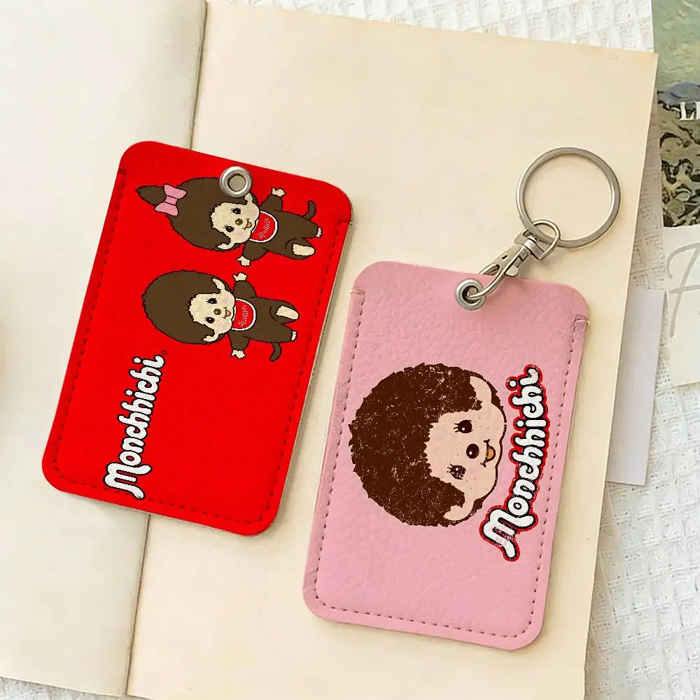 Cartoon M-Monchhichis Style PU Access Card Holder with Keychain - Executive Protection for Bank card,Subway, Bus Card case