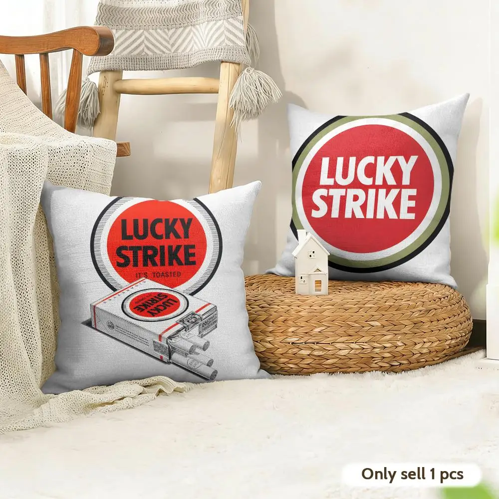 Logo L-Luckys Strike Cushion Cover Organic Linen Square Pillow Case Durable Non-Allergenic And Kind To Skin