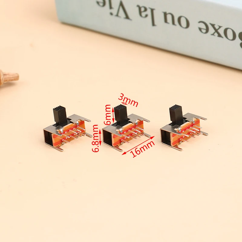 10 pz pannello PCB 8 Pin 3 posizione 2 p3t DP3T interruttore a scorrimento manopola laterale interruttore a pedale dritto maniglia interruttore di