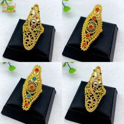 ANIID Indian Style Dubai Gold Plated Long Rings For Women Resizable Ethiopia Arab Wedding African Gift Nigerian Big Jewellery