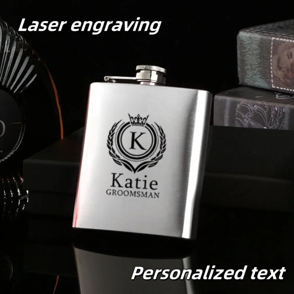 

Customized Stainless Steel Silver Wine Flask Whiskey Men's Gift Groomsmen Gift To Send Father Friends Party Wedding Party Gifts