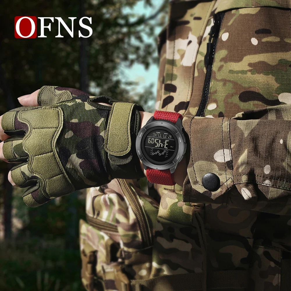 OFNS جديد 2198 طالب ساعة إلكترونية عرض واحد الرياضة في الهواء الطلق متعددة الوظائف إضاءة مقاومة للماء ساعة إلكترونية للرجال 2025