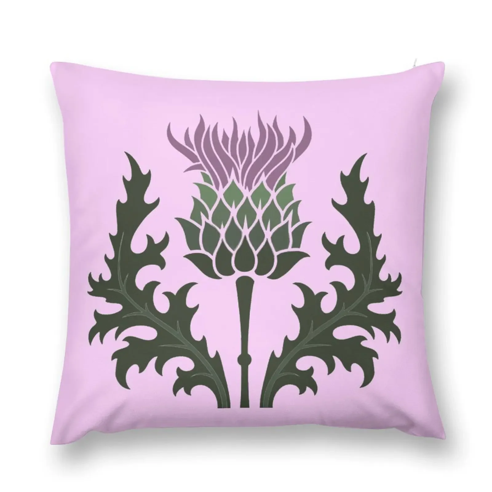 Scottish Thistle Flower of Scotland on Pale Pink Throw Pillow Room decorating items Decorative Cushions luxury decor pillow