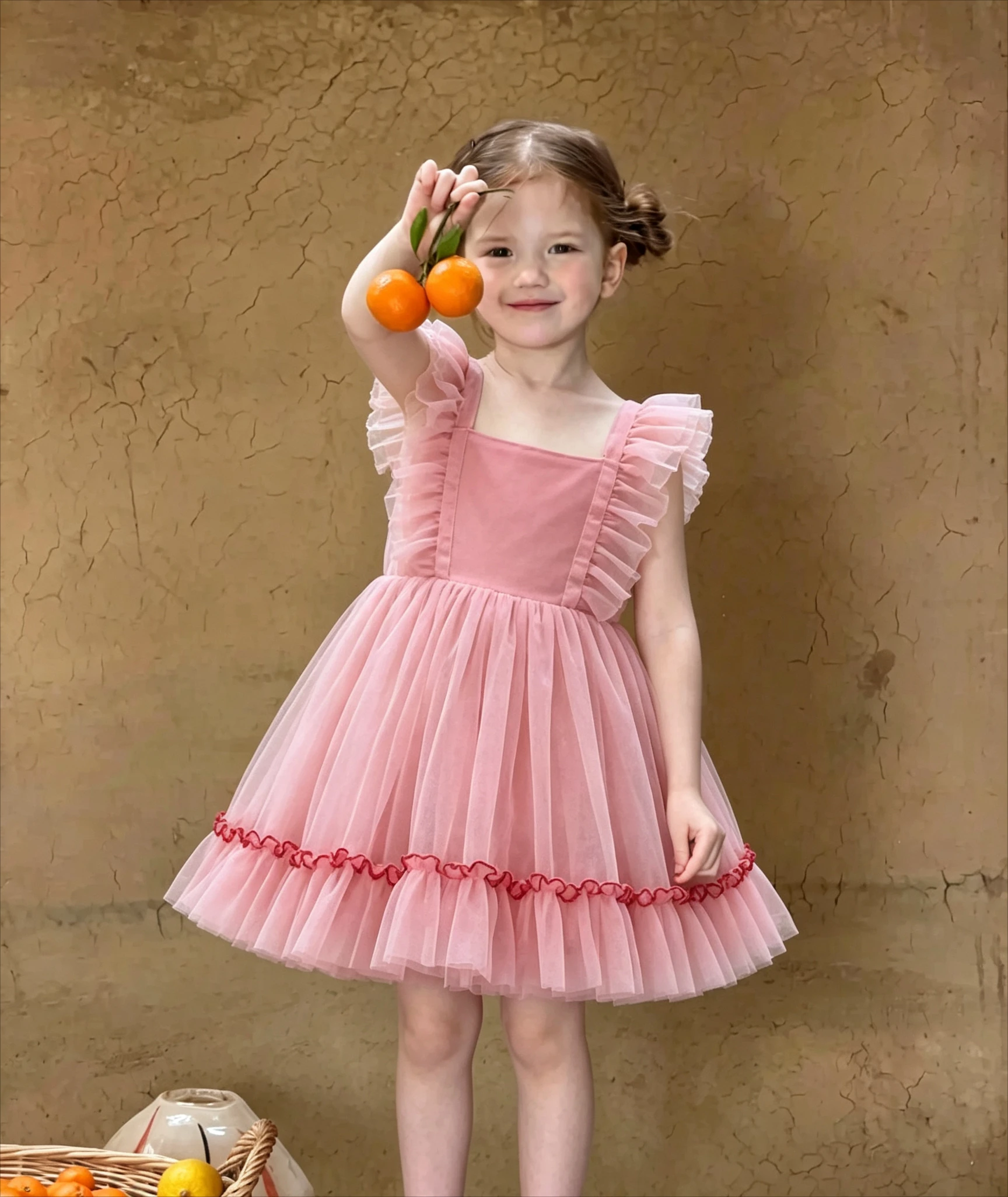 Korean Children Clothing Summer New Girls' Dress Sleeveless Red Gauze Fluffy Skirt Princess Dress