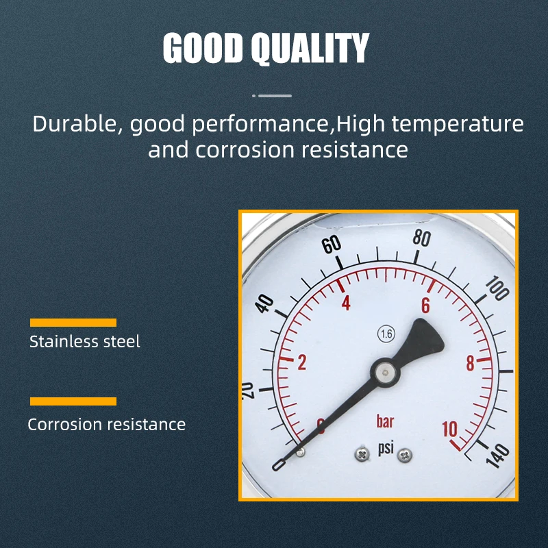 MAIRUIKESI 100mm Pressure Gauges Axial Connection Installation -1...0...600bar/psi Applicable To Air, Gas, Water, Fuel Liquid