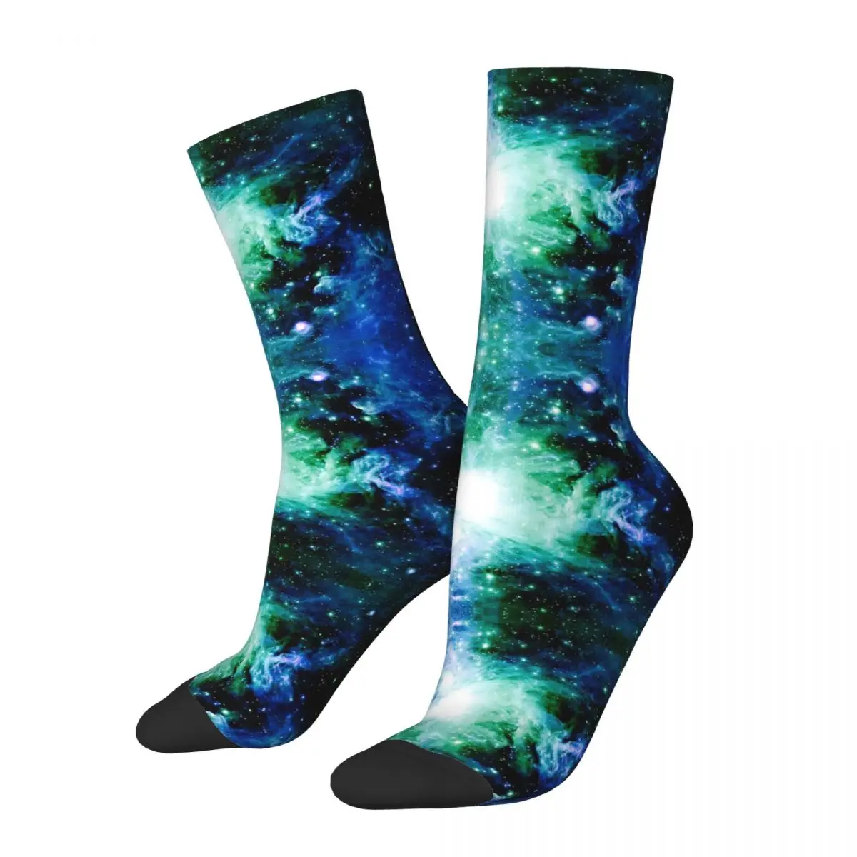 

Носки Galaxy Orion Nebula Blue Teal Green, чулки в стиле Харадзюку, всесезонные длинные носки, аксессуары для мужчин и женщин, рождественские подарки