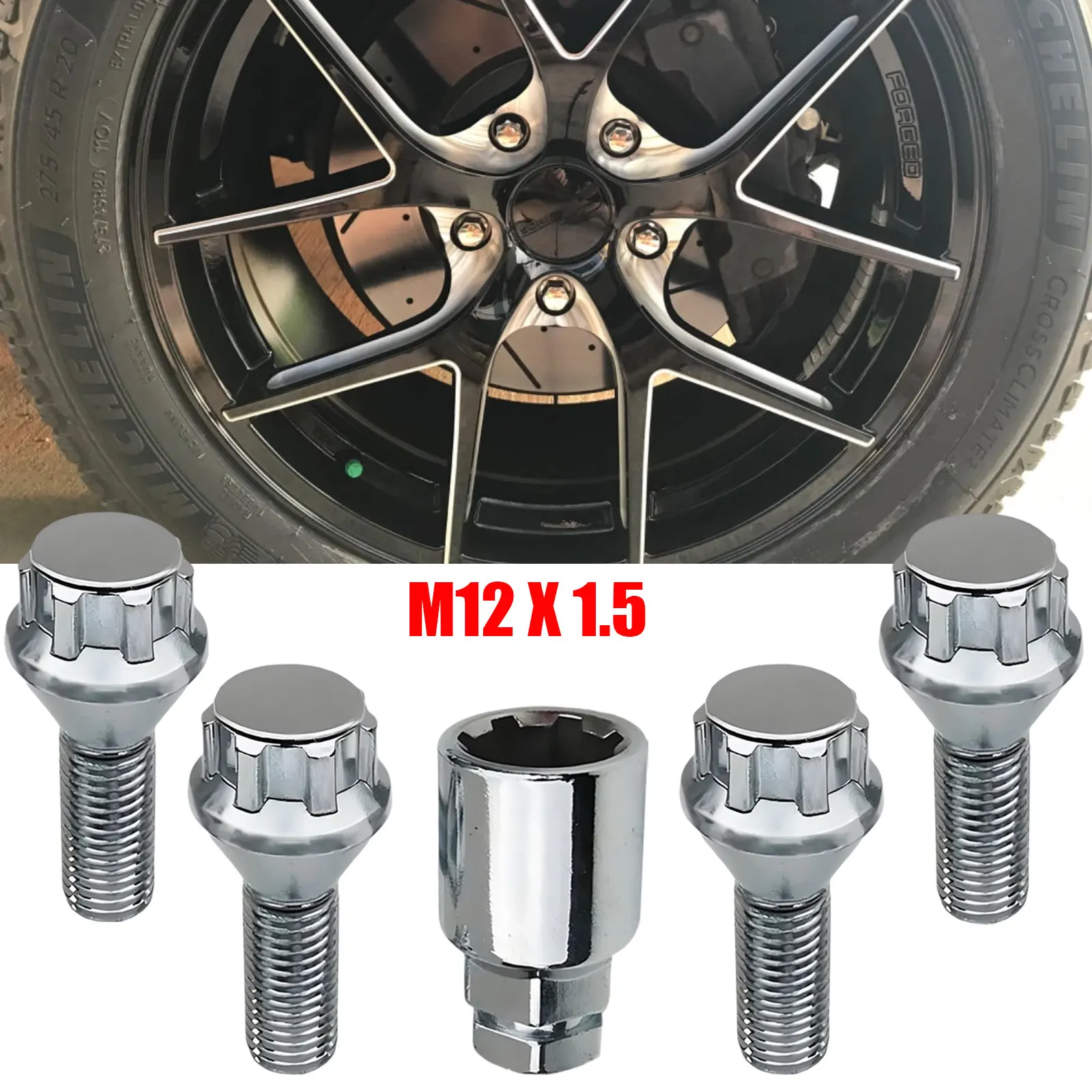 Locking Wheel Bolts M12 X 1.5 Tapered – For BMW 1 Series E81 E87 E88 – SECURE POINT BM4