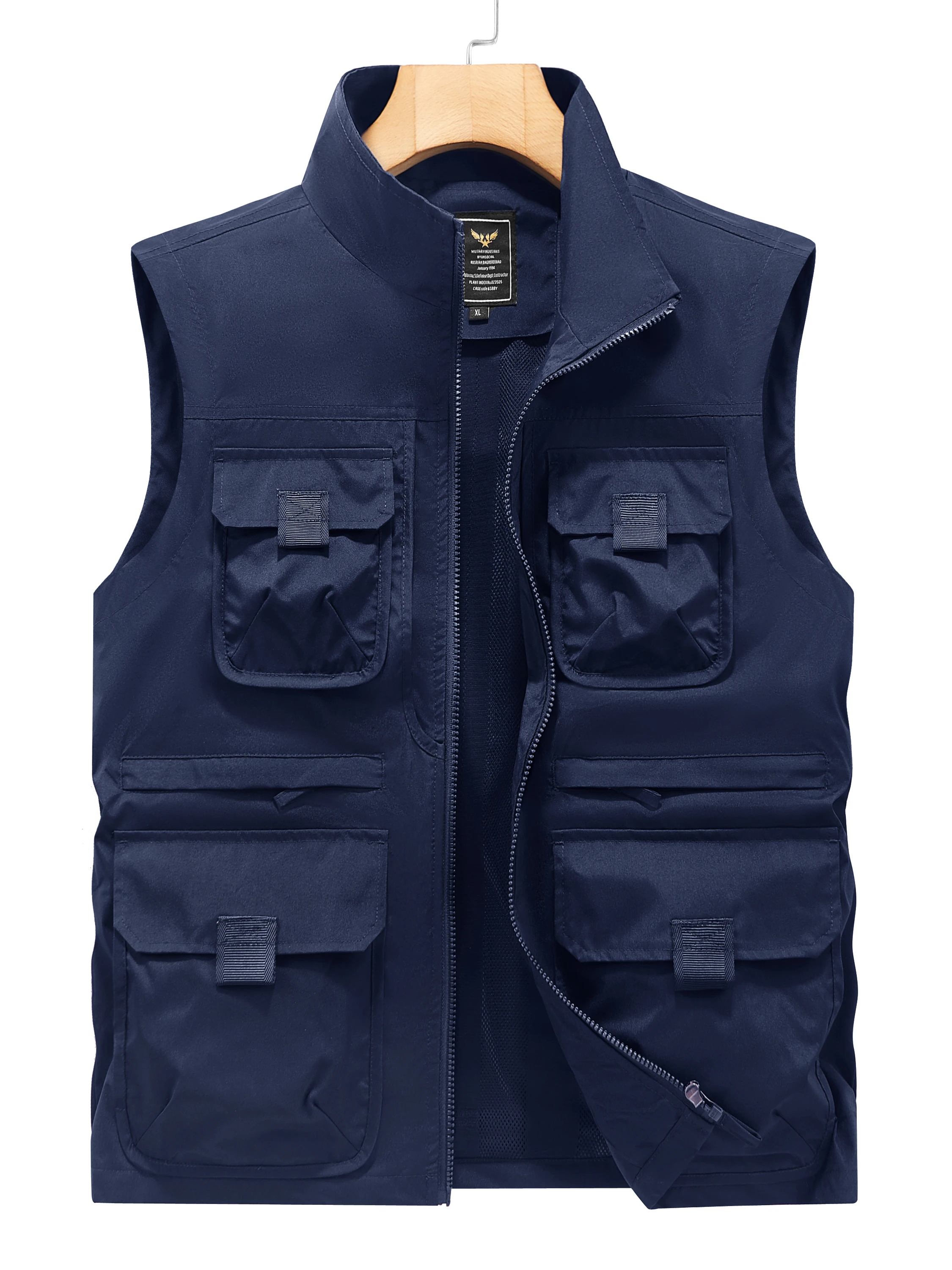 

Outdoor Fiing Photoaphy Workwear Sle Men's Stand Collar Vest Multiple kets Trendy Youth Autumn Stand Fit Zipper