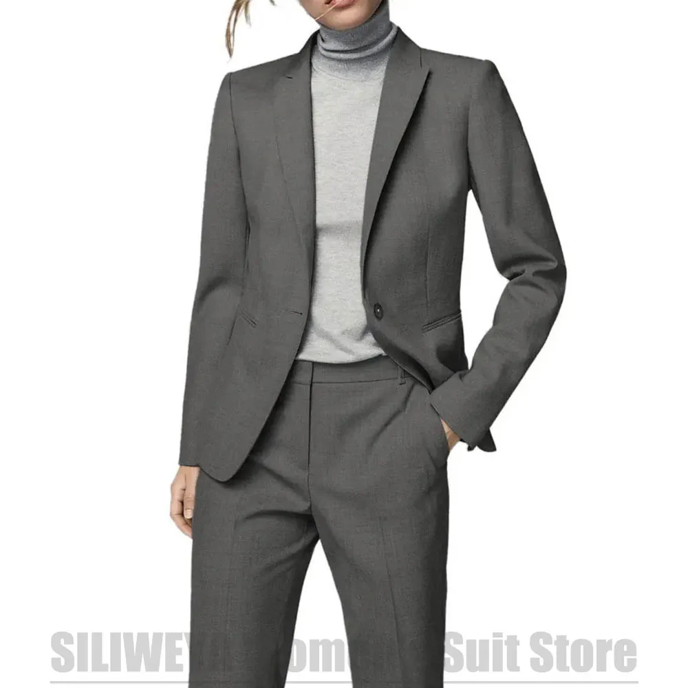 

Women Two Piece Suit Slim Fit One Button Blazer And Trousers Fashion Formal Business Casual Office Daily Work Lady Outfit