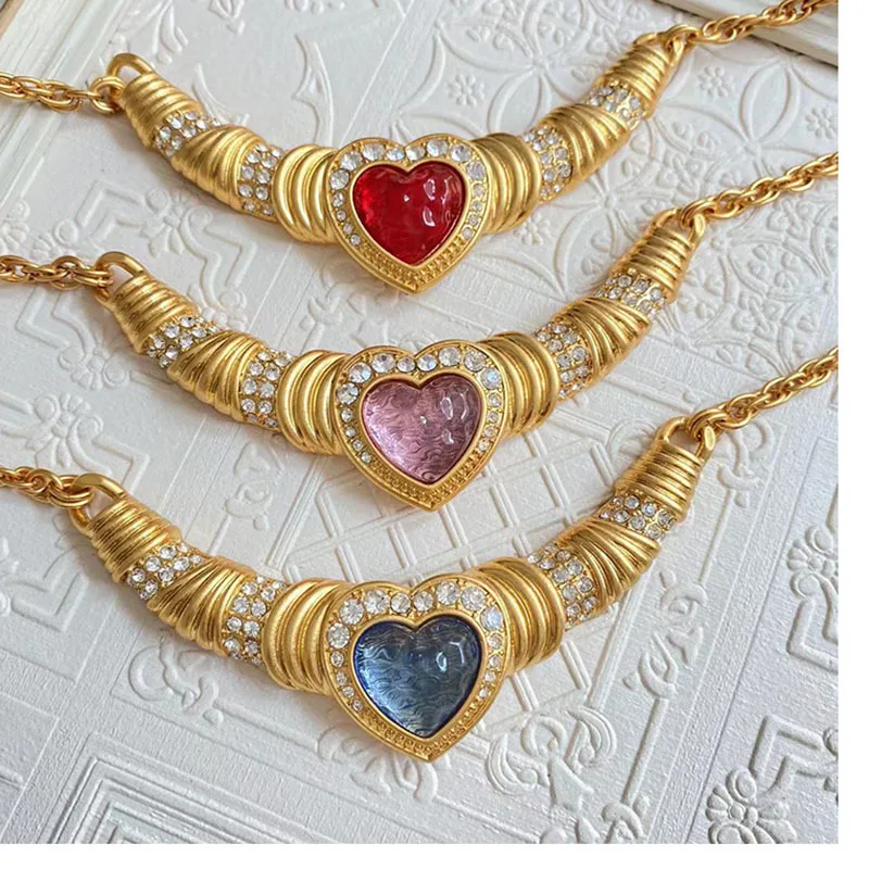 

Belle Epoque 14K Gold Filled Ruby Sapphire Emerald Aquamarine Heart Gemstones Choker Heart Necklaces Solutaire Jewelry Girl Gift