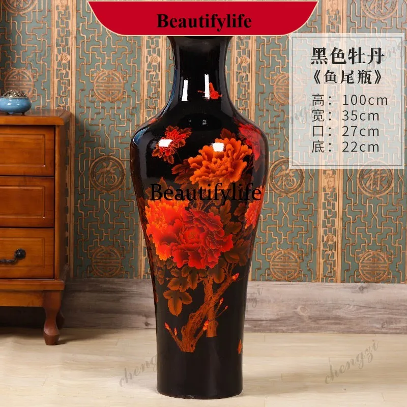 A95 Ceramics Floor-to-ceiling large vase ornament Living room flower arrangement large 1 meter modern Chinese home decoration