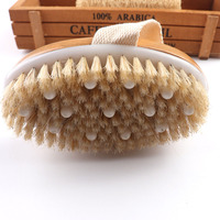 2pcs Boar Bristle Bath Brush for Body Cleaning Exfoliating Shower Scrubber Massage Function Wooden Handle Back Bathing Brushes