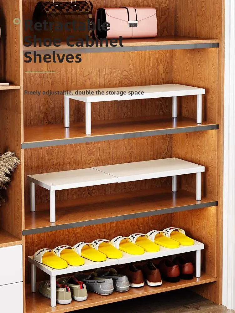 

Expandable Shoe Cabinet Shelf Space Saving Shoe Storage Organizer Carbon Steel No Drilling Required for All Kinds of Shoes